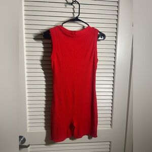 THE FOXY KIND Red Ribbed One-Piece Romper Size Large